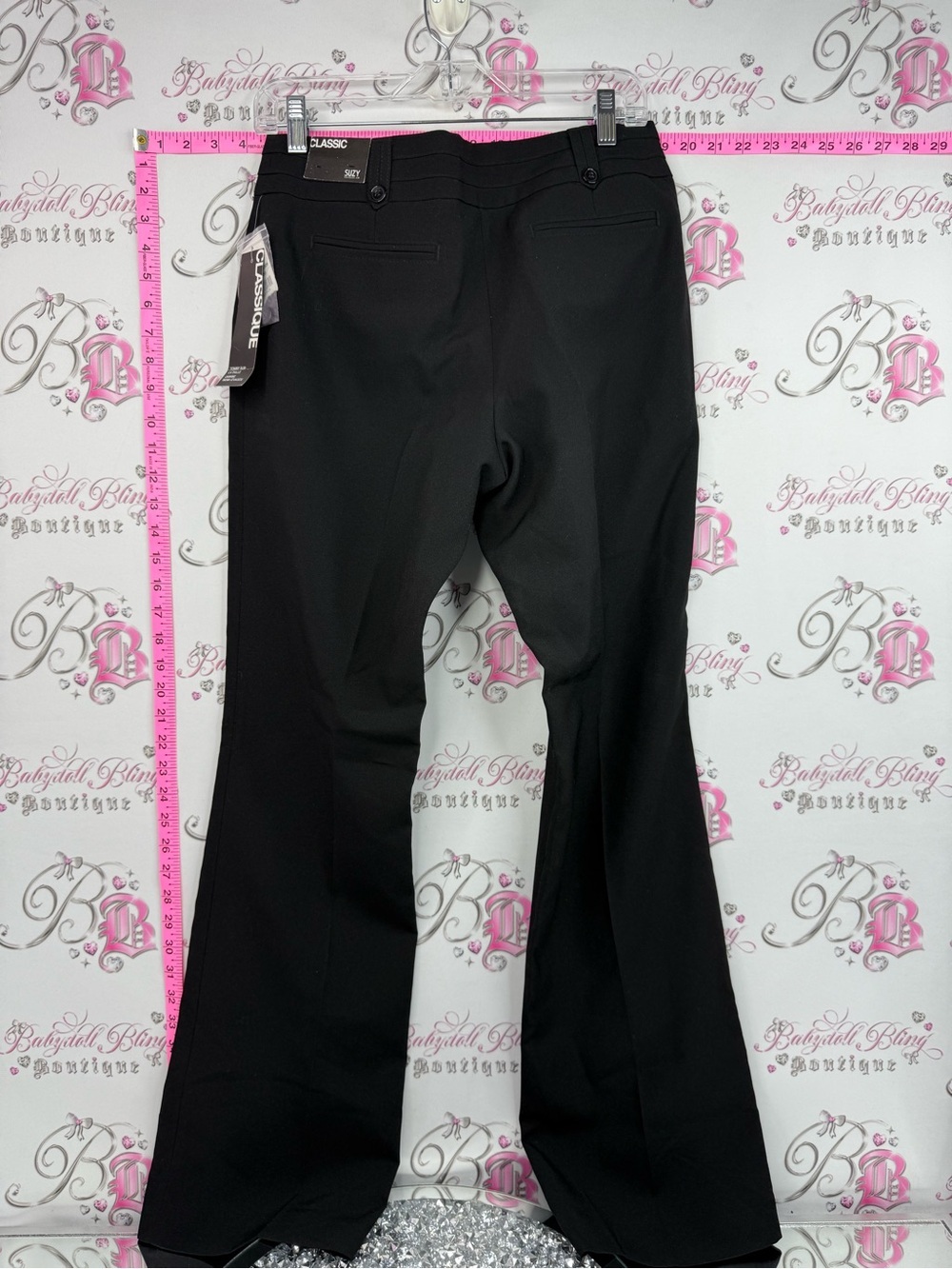 Suzy Shier pants buttons Black Dress Pants flare leg brand new with tags classic - Picture 2 of 15